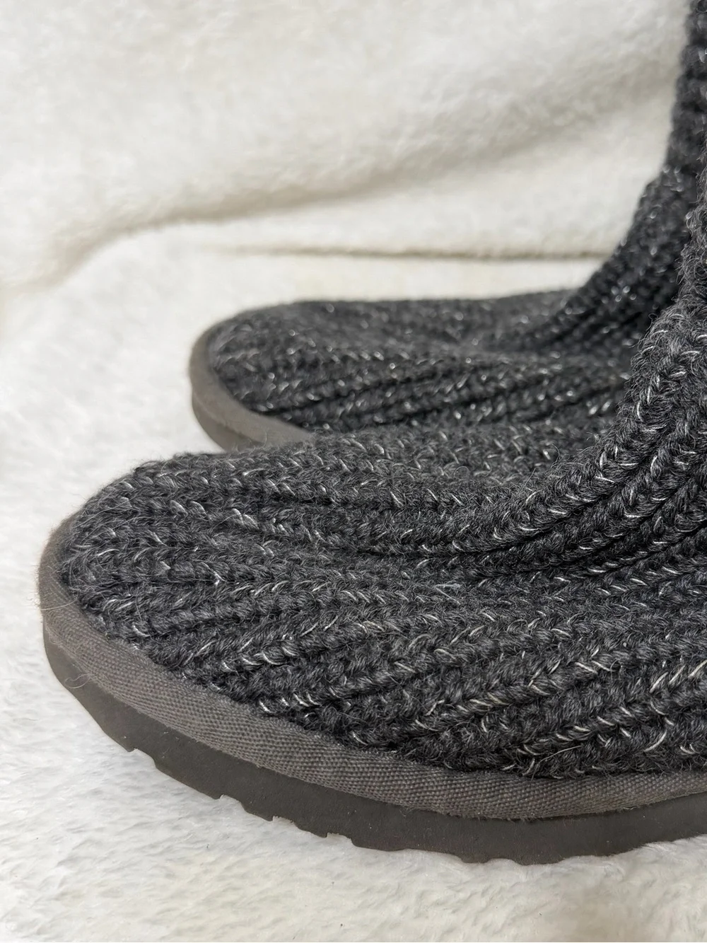 Ugg Australia Cardy Boot Sweater Boots Button Detail 1876 Gray Size 8